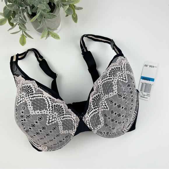UnVeiled by Felina Argentella Black and White Lace Push-Up Bra Size 32DDD - Picture 1 of 6
